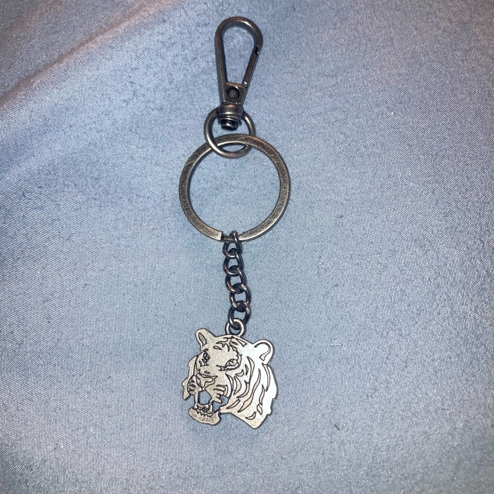 Ed Hardy Silver Tiger Head Keychain